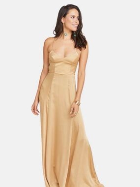 Show Me Your Mumu Godshaw Goddess Gown ~ True Gold Luxe Satin